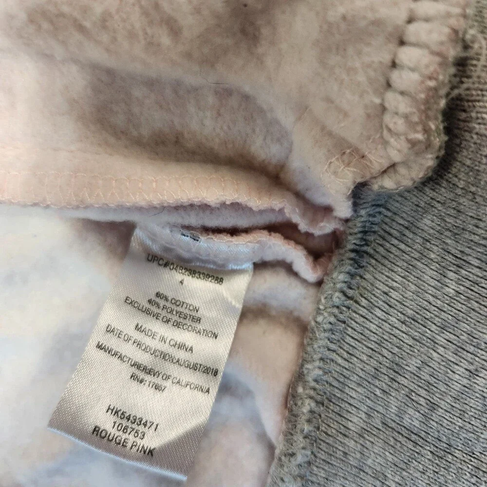 Hello Kitty toddler girls lightweight full zip jacket pink gray size 4